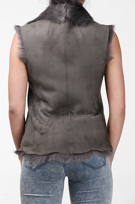 Pre-owned Samsara Grey Ladies Women's Soft Real Toscana Sheepskin Leather Gilet Waistcoat In Gray