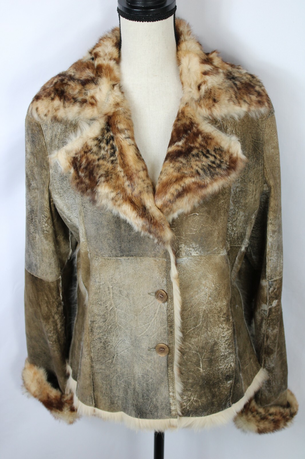 SUED MOD GENUINE ANIMAL PRINT DYED RABBIT FUR TANNED LEATHER