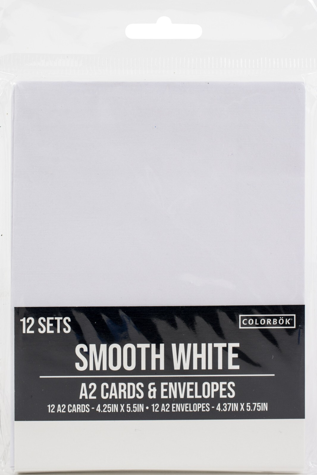 American Crafts 74281 Colorbok Smooth White A2 Cards & Envelopes, 12 Sets