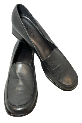 Gama Pewter Gray Leather Heeled Loafers Very Nice Made in Italy 11 M