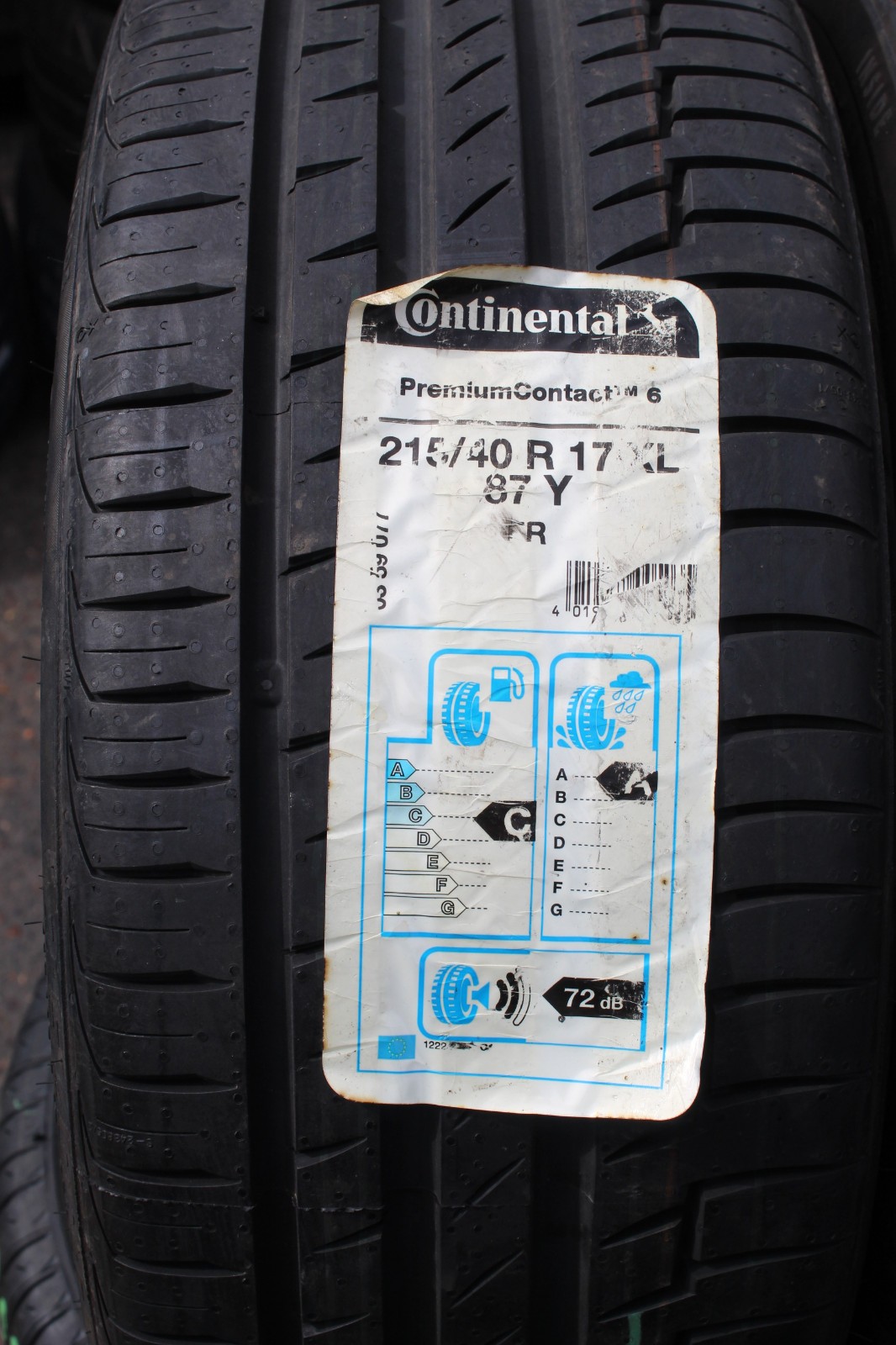 New 215 40 17 Continental, Premium Contact 6, XL, 87Y, x1 Tyre (F1_tyres) L3915
