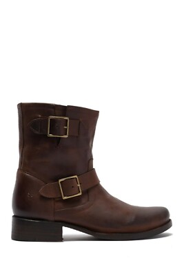 New! Frye Vicky Engineer Boot Brown Leather 3478818 Sz 8.5 B MSRP $389 Biker