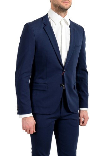 Pre-owned Hugo Boss "anfred/heiron192j" Men's Blue Extra Slim Stretch Two Button Suit