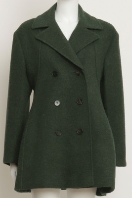 JIL SANDER BUTTON UP COAT GREEN WOOL NEW W/ TAGS 40 DE / 42 FR / 14 UK / 10 US