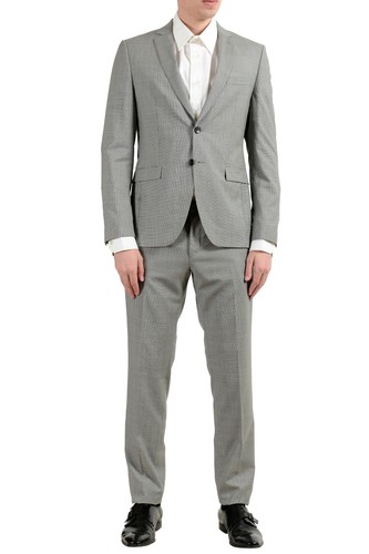 Pre-owned Hugo Boss "reymond/wenten" Men's 100% Wool Extra Slim Two Button Suit In Multicolor