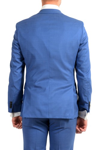Pre-owned Hugo Boss Men's "johnstons5/lenon1" Regular Fit 100% Wool Blue Two Button Suit