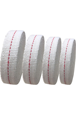 4 Rolls Oil Lamp Wick 1/2, 3/4, 7/8 Inch Flat Cotton Wick 6.5 Ft/roll Red Stitch