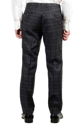 Pre-owned Hugo Boss "johnstons3/lenon1" Men's 100% Wool Gray Plaid Two Button Suit
