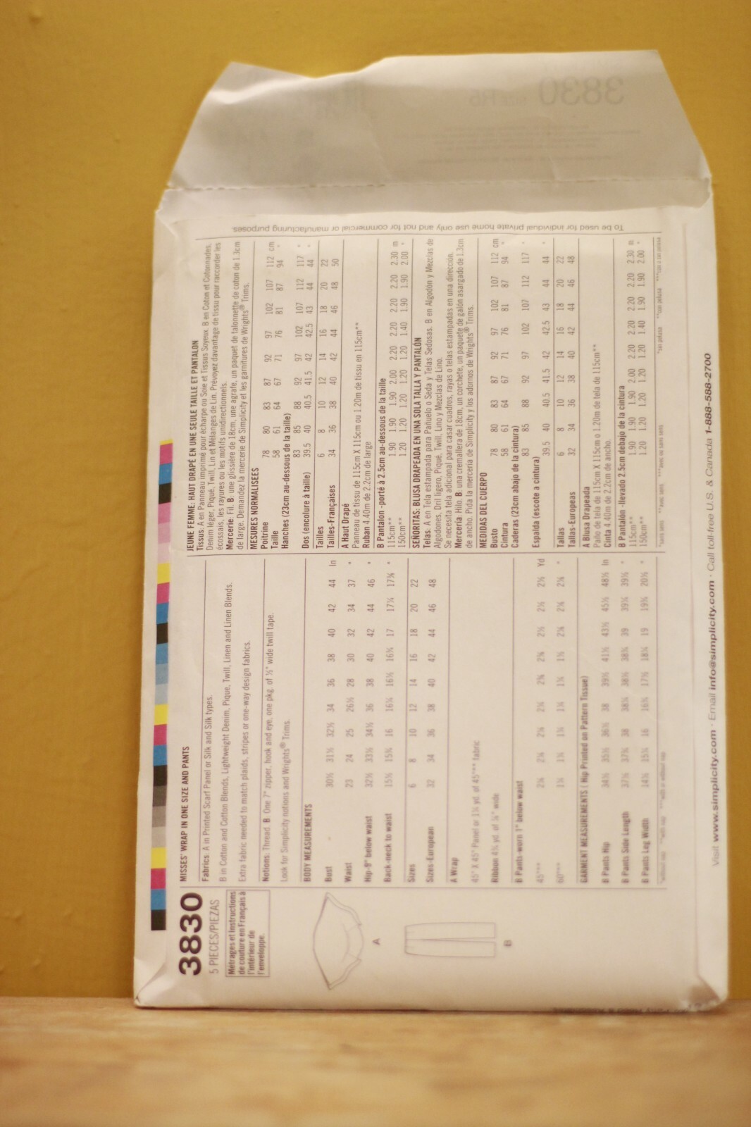 Simplicity 3830 Sewing Pattern