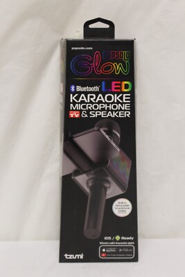 Tzumi PopSolo Glow Wireless LED Bluetooth Karaoke Microphone & Speaker F5
