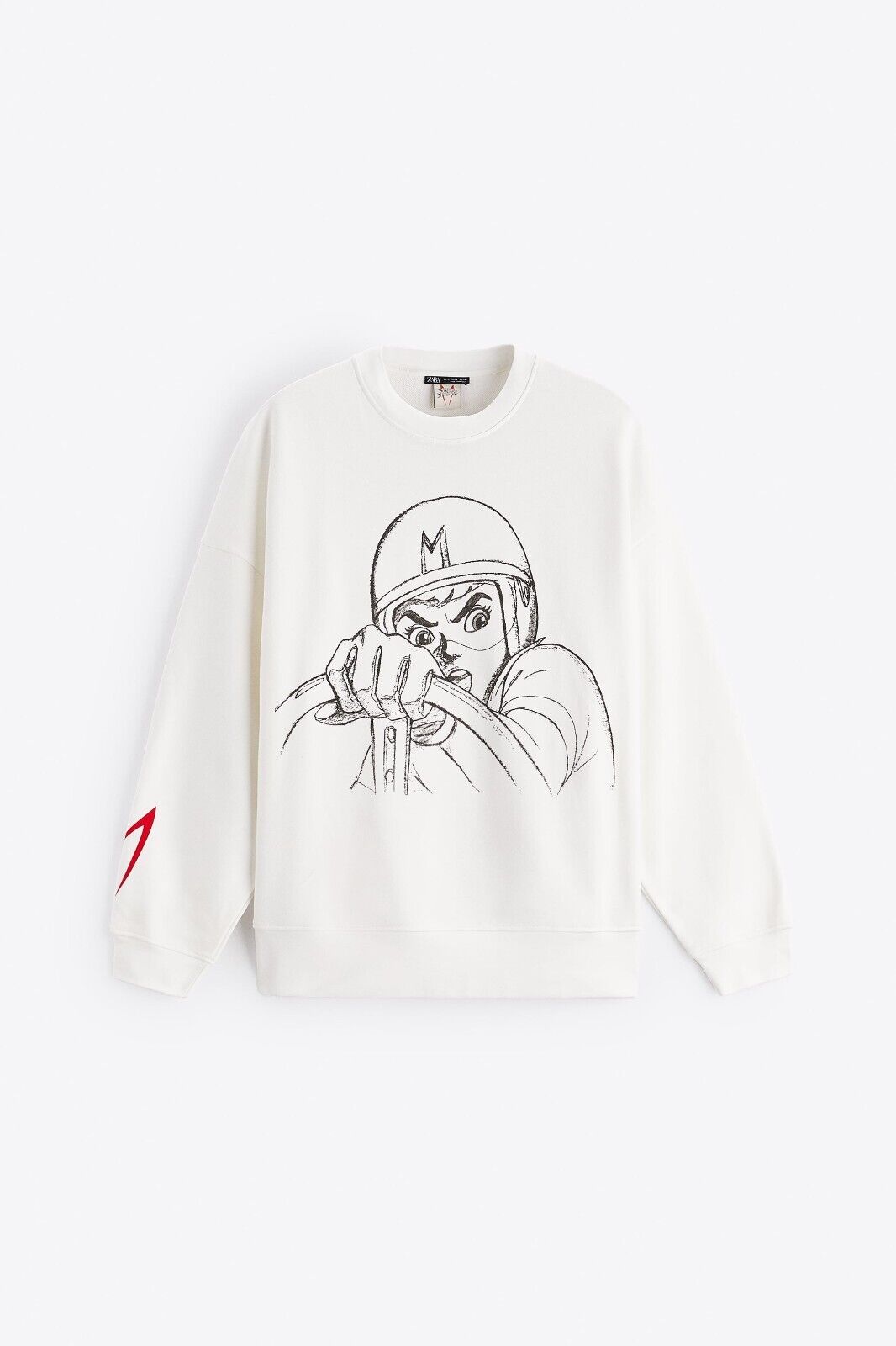 New Zara Speed Racer Sketch Sweatshirt 1277/413 White S New Zara Speed Racer Sketch Sweatshirt 1277/413 White S
