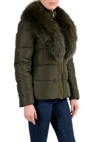 Pre-owned Versace Collection Women's Down Fox Fur Collar Parka Jacket Sz Xs S M L Xl In Green