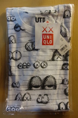 Pre-owned Uniqlo Kaws X  Ut 2016 Short Sleeve Graphic T-shirt "allover Notebook Eyes" White