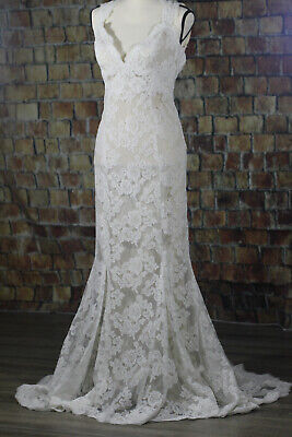 Wtoo-Cher Watters ivory/champagne Lace Cher 52152 Bridal Wedding Dress  S6 $1500