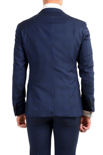 Pre-owned Hugo Boss Men's "reyno4/wave2" Extra Slim Fit 100% Wool Blue Two Button Suit