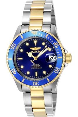 Pre-owned Invicta Stainless Steel Pro-diver Analog Blue Dial Men Watch-8928ob, Silver Band