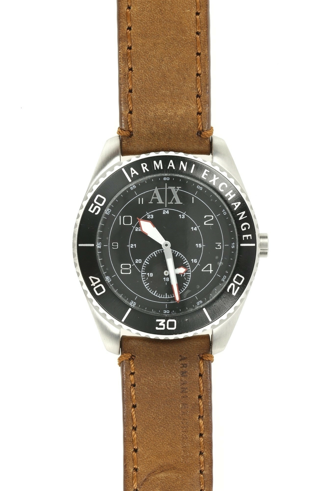 Armani Exchange AX1261 Men's Black Dial Brown Leather Strap Watch