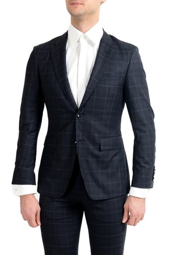 Pre-owned Hugo Boss "t-royston/wain1" Men's Extra Slim 100% Wool Plaid Two Button Suit In Multicolor
