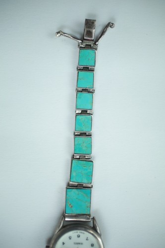 Vintage Antique Watch Band Sterling Silver Turquoise Watch Band Chile Gorgeous