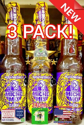 3X MICHE MIX CLASICA MICHELADA MIX 3 BOTTLES  3 FRASCOS - FREE PRIORITY SHIPPIN