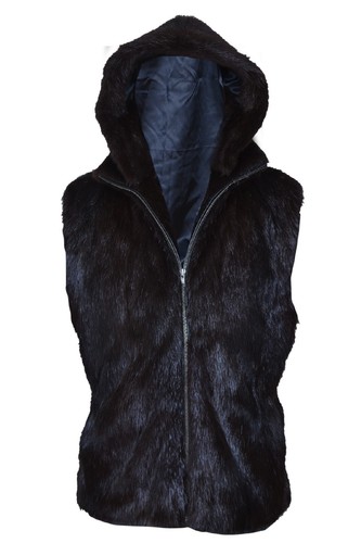 Pre-owned Handmade Man's Real Nutria Fur Vest Detachable Sleeves Hood All Sizes In Brown