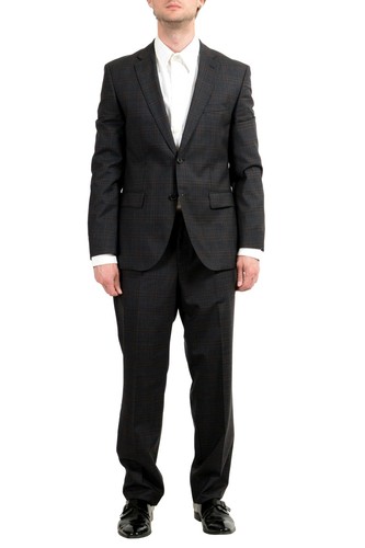 Pre-owned Hugo Boss "johnstons3/lenon1" Men's 100% Wool Plaid Two Button Suit In Multicolor