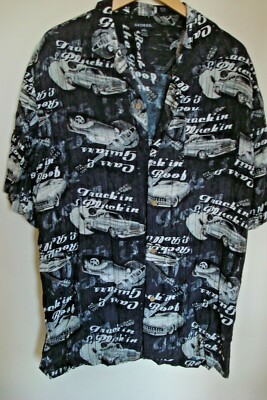 Men's Car's N Guitars  Hawaiian Shirt Black  Size Large NWT