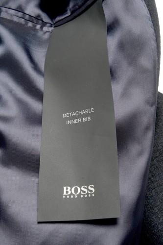 Pre-owned Hugo Boss Men's "nadim4" Slim Fit Wool Two Tone Button Down Coat In Blue/black
