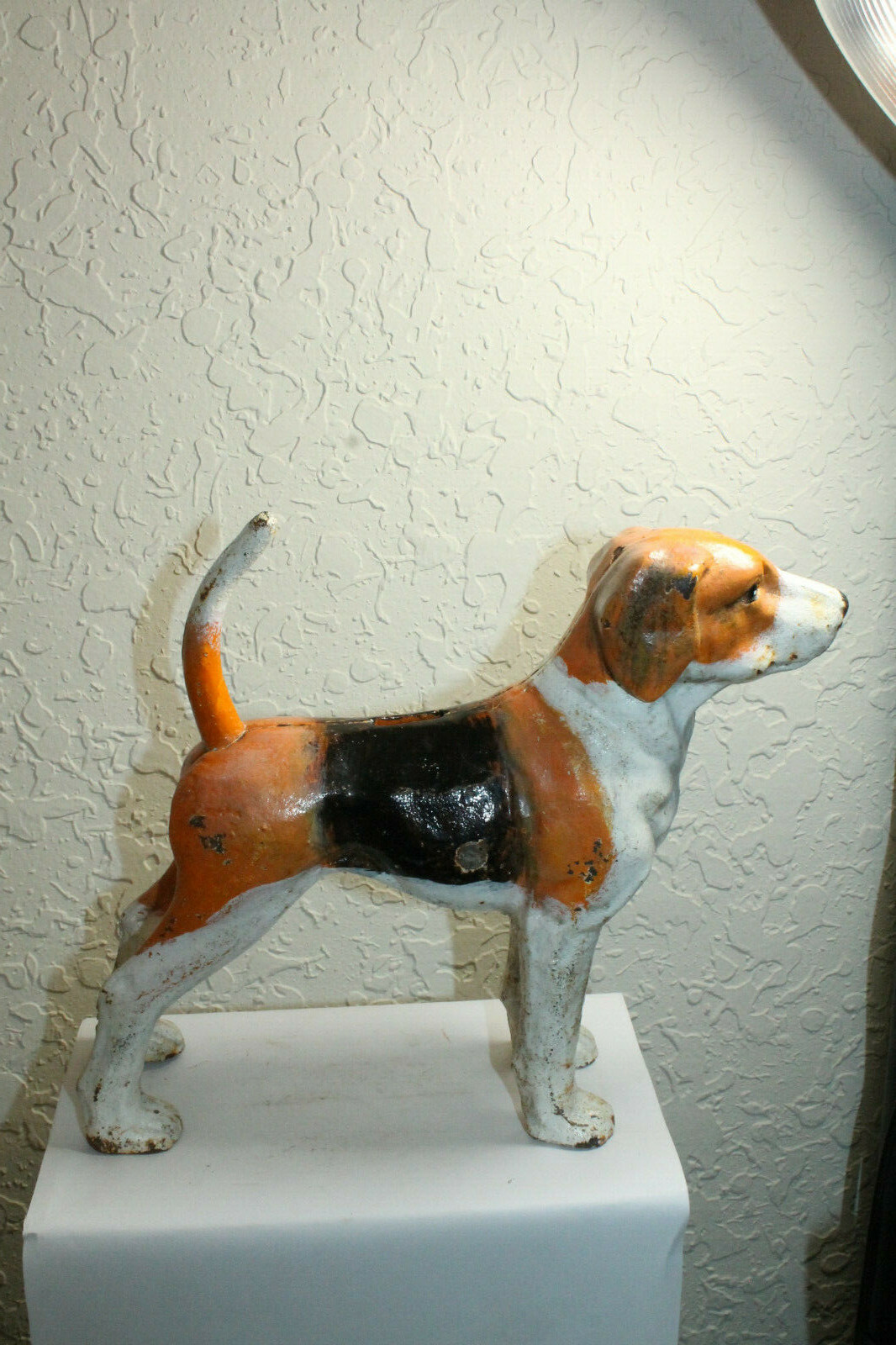 HEAVY ANTIQUE STYLE CAST IRON FOX HOUND DOG BANK & DOOR STOP #1