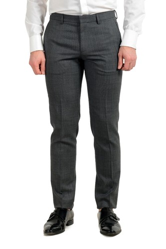 Pre-owned Hugo Boss "hutson5/gander3" Men's 100% Wool Slim Two Button Suit In Gray
