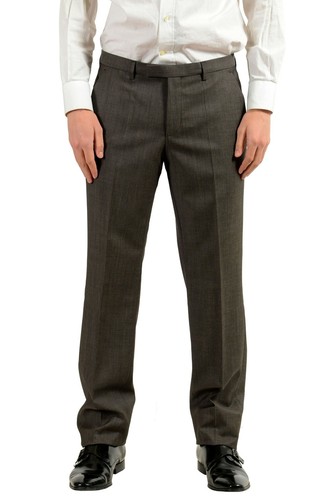 Pre-owned Hugo Boss "the Grand1/central1us" Men's 100% Wool Dark Brown Two Button Suit