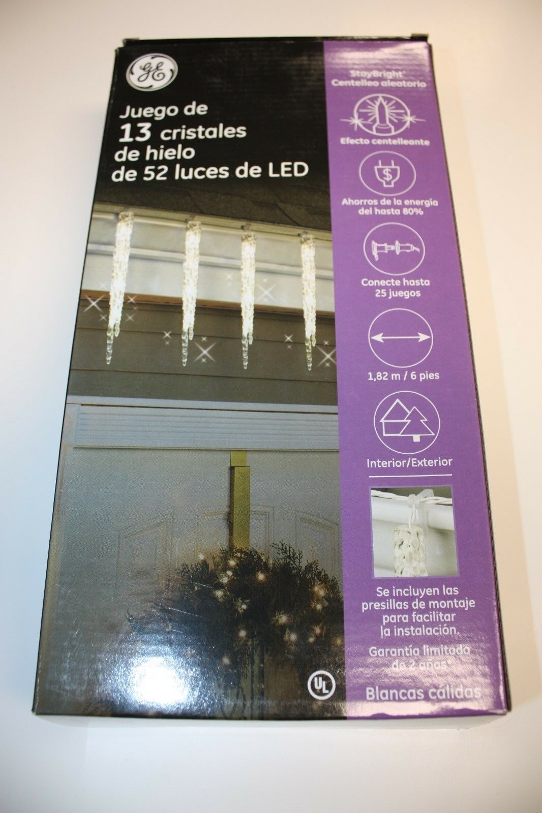 GE StayBright RandomSparkle 13 ct 52 Warm White LED Ice Crystal Icicle Light Set