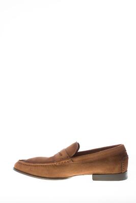 Pre-owned Santoni Men Shoes Tobacco Brown Delavè Suede Classic Penny Loafer Flexible Sole