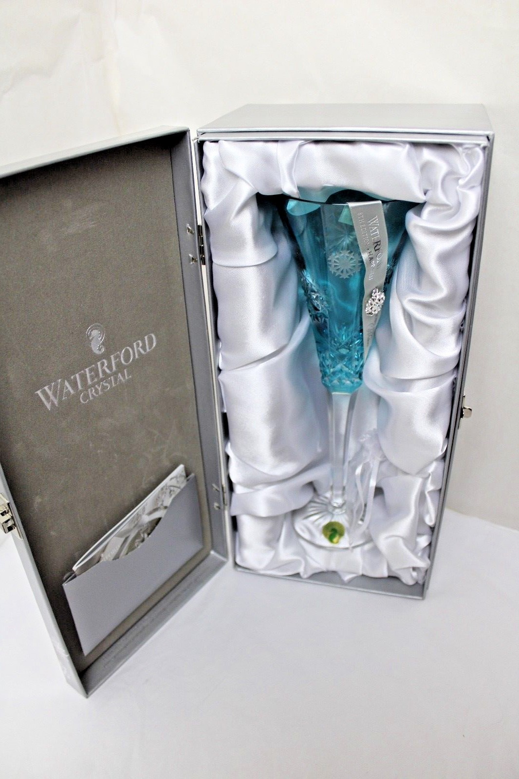 Waterford Crystal Snowflake Wishes Aqua Happiness Flute 8th Edition NIB *