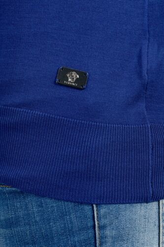 Pre-owned Versace Men's 100% Wool Blue Crewneck Sweater Size L Xl