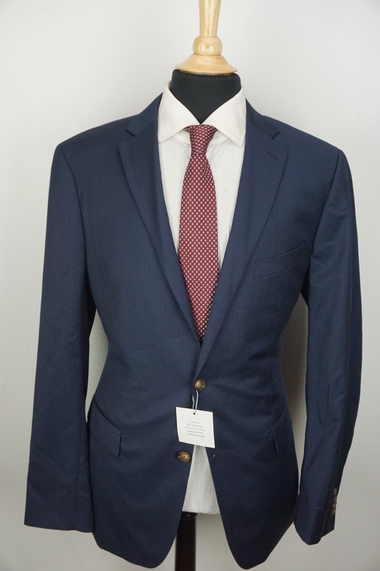 Indochino Blue Black Plaid Wool 2 Pc Suit Jacket Pants Sz