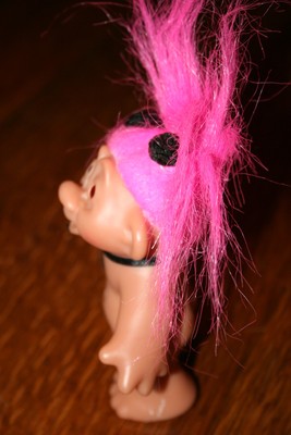 DAM Troll 2005 Punk Rock Gothic Troll w/ Pink Hair and Amber Eyes no Clothes