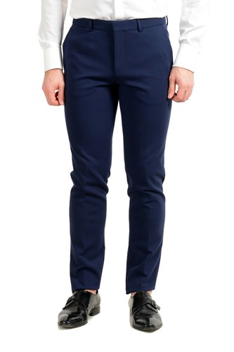 Pre-owned Hugo Boss "anfred/heiron192j" Men's Blue Extra Slim Stretch Two Button Suit