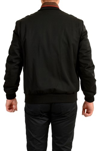 Pre-owned Scuderia Ferrari Men's Black Wool Full Zip Insulated Bomber Jacket Us L It 52