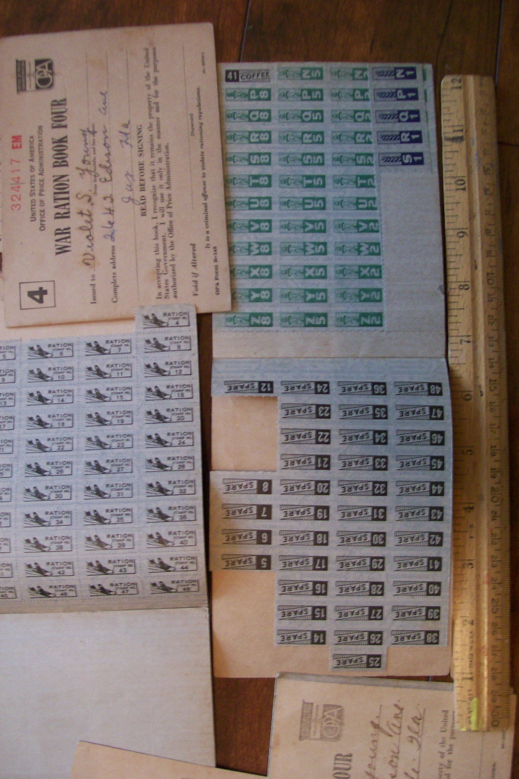 20X WAR RATION BOOKLETS 1943 STAMPS PLUS BOOKS USED BOOK 1 - BOOK 4 RATIONS