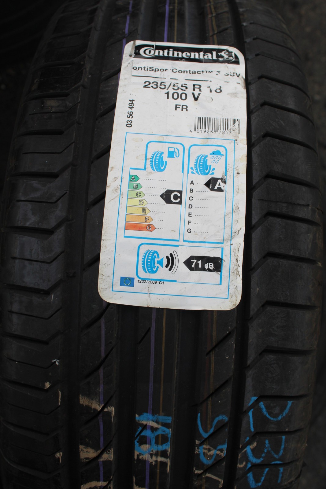 New 235 55 18 Continental, C Sport Contact, 100V x1 Single Tyre (F1_tyres) L3667