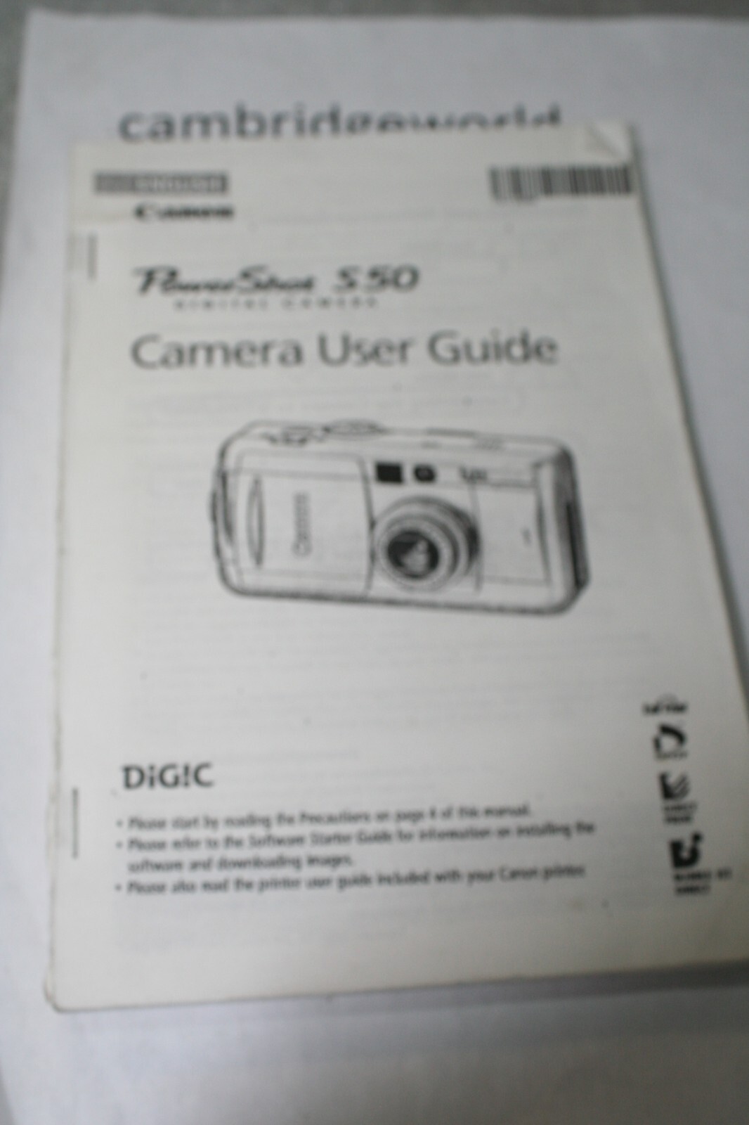 CANON POWERSHOT S50 DIGITAL CAMERA NEW INSTRUCTION MANUAL GUID BOOK