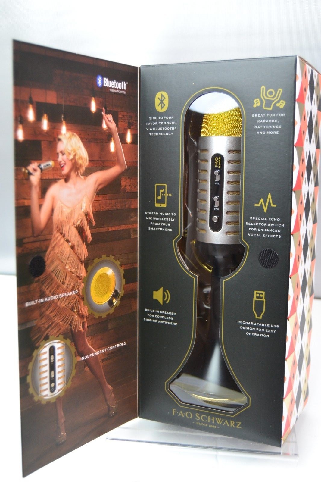 Karaoke Music Microphone Bluetooth w/Built-In Portable Handheld Speaker Vintage