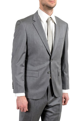 Pre-owned Hugo Boss "t-harvers4/glover2" Men's Slim 100% Wool Gray Two Button Suit