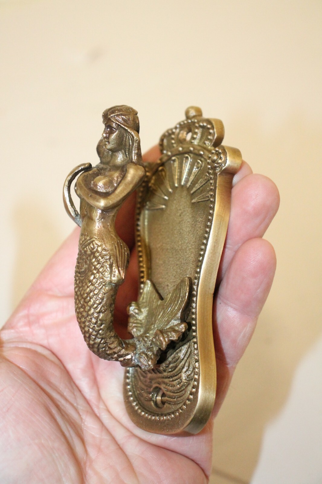 Antique Vintage Style Solid Brass Mermaid Wall Hook Beach Nautical Decor Boat