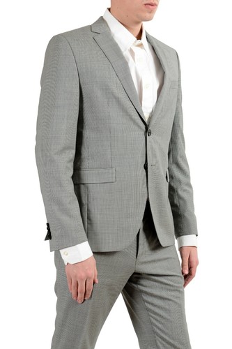 Pre-owned Hugo Boss "reymond/wenten" Men's 100% Wool Extra Slim Two Button Suit In Multicolor