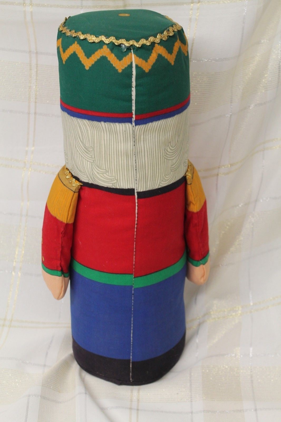 Vintage Christmas Decor Weighted Bottom Plush Nutcracker Soldier Doorstop 17