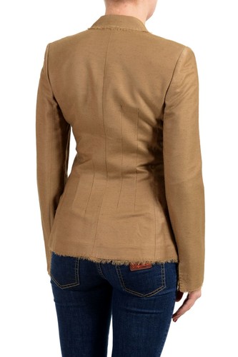 Pre-owned Versace Women's Silk Brown Two Button Blazer Us Xs It 38