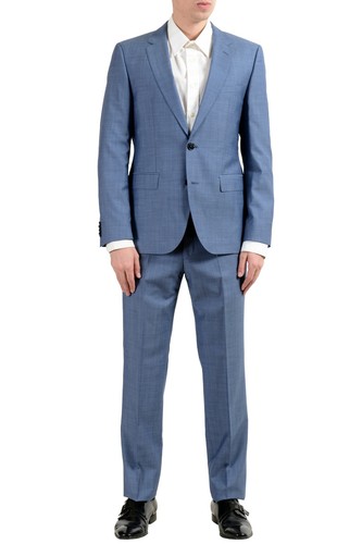 Pre-owned Hugo Boss "c-jeffery/c-simmons" Men's 100% Wool Two Button Suit Us 38r It 48r In Blue