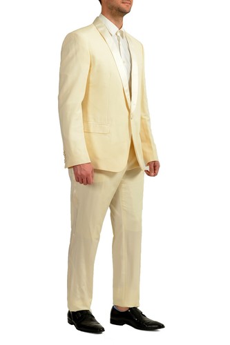 Pre-owned Dolce & Gabbana Men's "martini" Ivory Silk Wool Tuxedo Suit Us 44r It 54r In White
